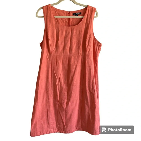Chadwicks Linen Sleeveless Classy Classic Coral Dress Size 14  Petite - Picture 1 of 12